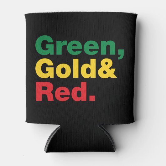Groen, goud en rood. blikjeskoeler (Voorkant)