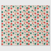 Groen, Goud en Rood Boho MOD Scandi Kerstmis Cadeaupapier (Vlak)