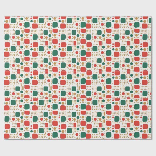 Groen, Goud en Rood Boho MOD Scandi Kerstmis Cadeaupapier (Vlak)