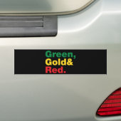 Groen, goud en rood. bumpersticker (Op auto)