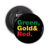 Groen, goud en rood. button flesopener (Voorkant)