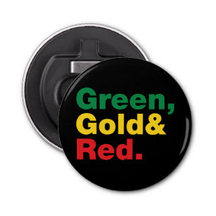 Groen, goud en rood. button flesopener