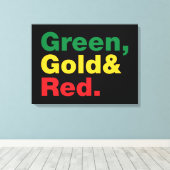 Groen, goud en rood. canvas afdruk (Insitu (Houten vloer))