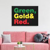 Groen, goud en rood. canvas afdruk (Insitu (Woonkamer))