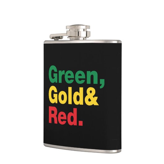 Groen, goud en rood. heupfles (Links)