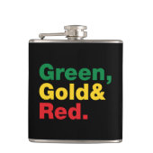 Groen, goud en rood. heupfles (Voorkant)