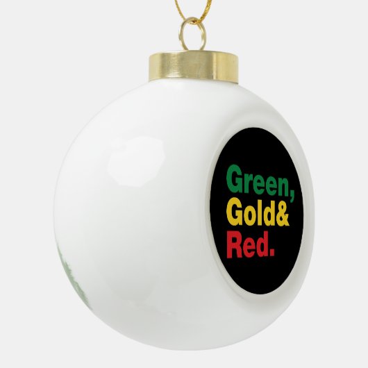 Groen, goud en rood. keramische bal ornament (Links)