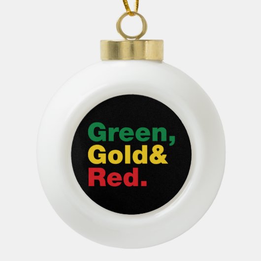 Groen, goud en rood. keramische bal ornament (Voorkant)