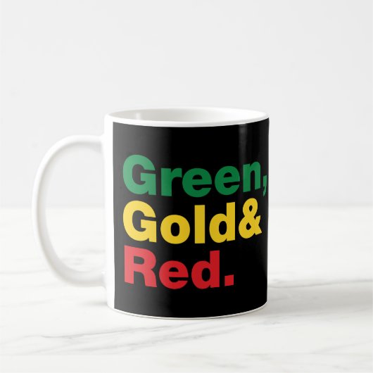 Groen, goud en rood. koffiemok (Links)