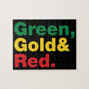 Groen, goud en rood. legpuzzel