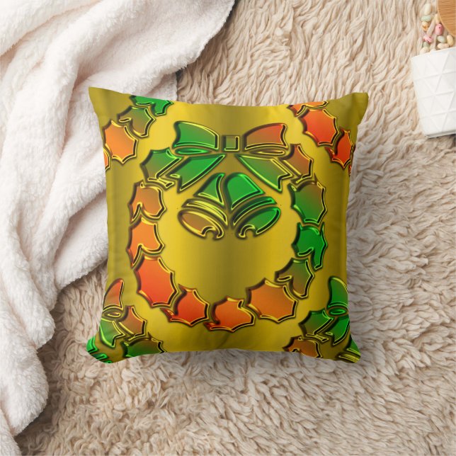 Groen, goud en rood metallisch kerstfeest kussen (Deken)