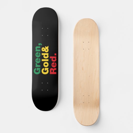 Groen, goud en rood. persoonlijk skateboard (Voorkant)