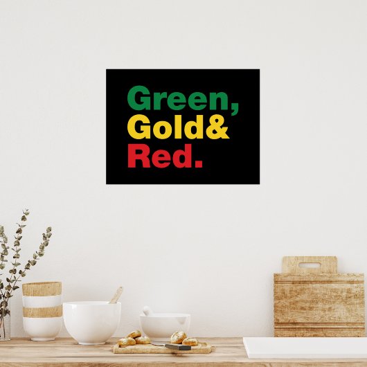 Groen, goud en rood. poster (Keuken)