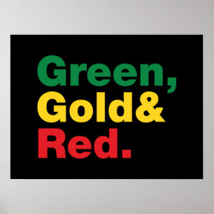 Groen, goud en rood. poster