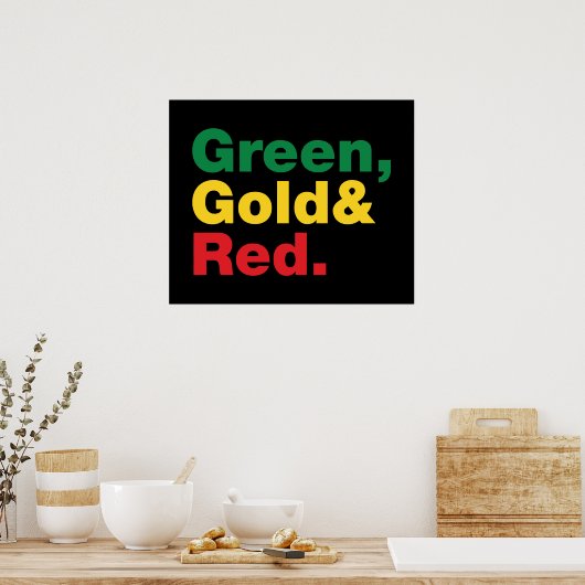 Groen, goud en rood. poster (Keuken)