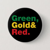 Groen, goud en rood. ronde button 5,7 cm (Voorkant)