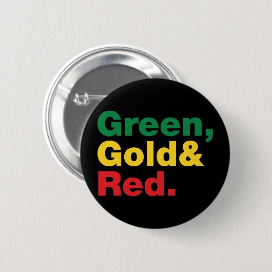 Groen, goud en rood. ronde button 5,7 cm (Voorkant /achterkant)