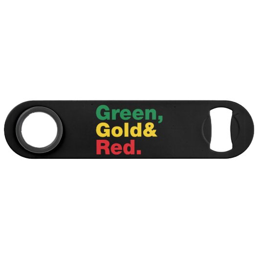 Groen, goud en rood. speed flessenopener (Achterkant Horizontaal)