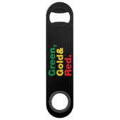 Groen, goud en rood. speed flessenopener (Achterkant)