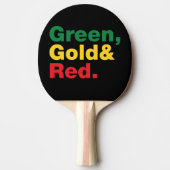 Groen, goud en rood. tafeltennisbatje (Voorkant)