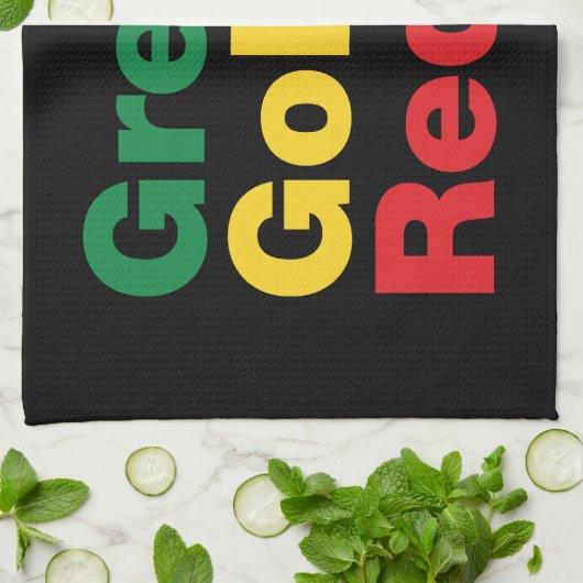 Groen, goud en rood. theedoek (Gevouwen)