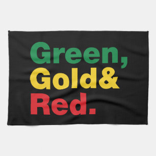 Groen, goud en rood. theedoek