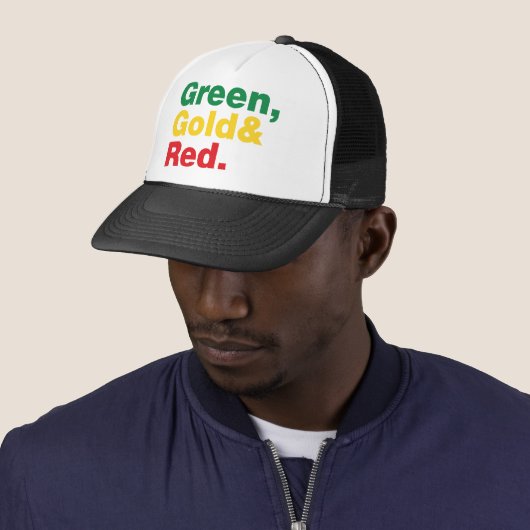 Groen, goud en rood. trucker pet (In situ)
