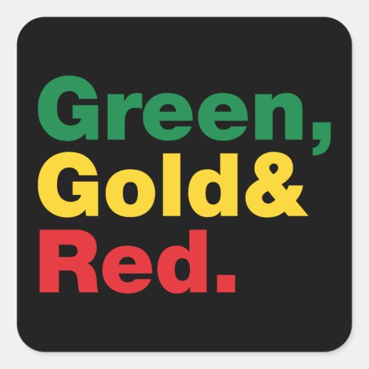 Groen, goud en rood. vierkante sticker (Voorkant)