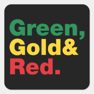 Groen, goud en rood. vierkante sticker