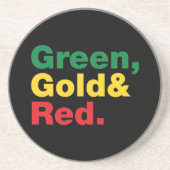 Groen, goud en rood. zandsteen onderzetter (Voorkant)