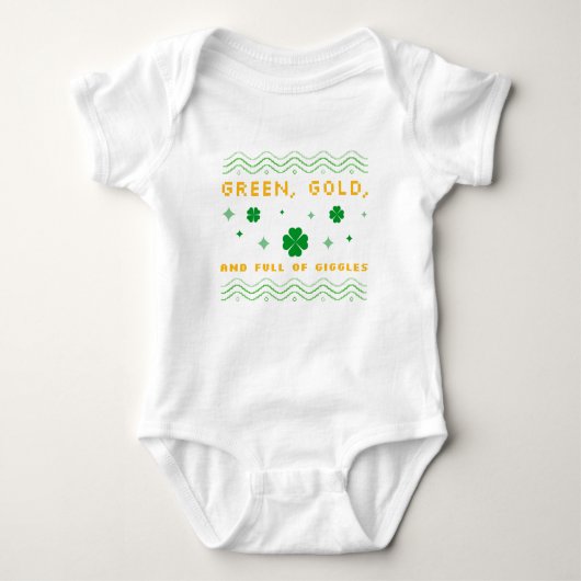 Groen, goud en vol met Giggles St. Patrick's Day Romper (Voorkant)