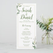 Groen, Goud en Wit Bloemen Trouwprogramma Programmakaart (Staand voorkant)