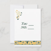 Groen, goud en wit, Damask RSVP Wedding Kaart (Achterkant)