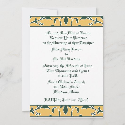 Groen, Goud en Wit, de Uitnodiging van het Weddens (Achterkant)