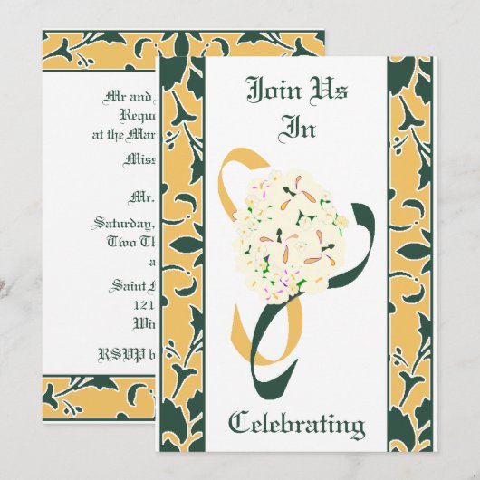Groen, Goud en Wit, de Uitnodiging van het Weddens (Voorkant / Achterkant)