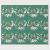 Groen goud en witte vogels rozen inpakpapier (Vlak)