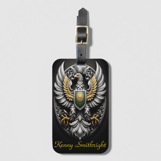 Groen Goud en Zilveren Adelaar Bagagelabel (Voorkant (verticaal))