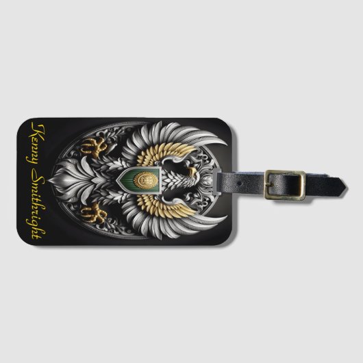 Groen Goud en Zilveren Adelaar Bagagelabel (Voorkant (horizontaal))