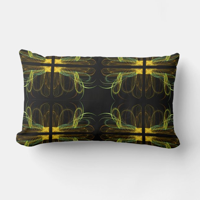 Groen, goud en zwart Abstract Kussen (Voorkant)