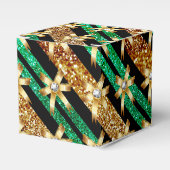 Groen goud- en zwarte faux Glitter Gold Diamond Bo Bedankdoosjes (Voorkant Zijde)