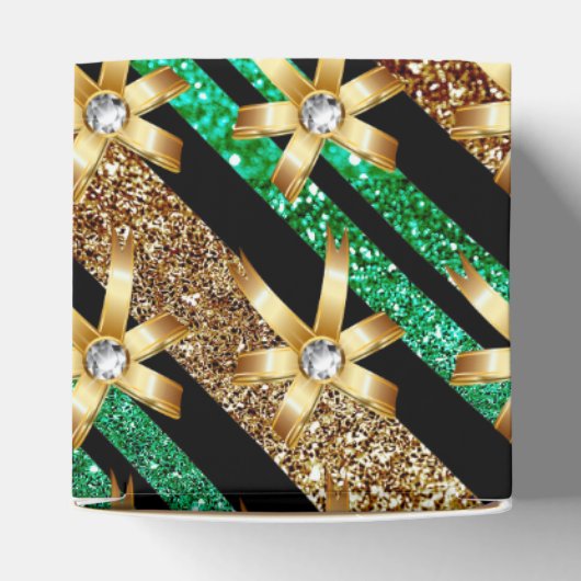 Groen goud- en zwarte faux Glitter Gold Diamond Bo Bedankdoosjes (Bovenkant)