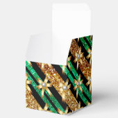 Groen goud- en zwarte faux Glitter Gold Diamond Bo Bedankdoosjes (Geopend)