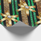 Groen goud- en zwarte faux Glitter Gold Diamond Bo Cadeaupapier (Hoek)