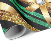 Groen goud- en zwarte faux Glitter Gold Diamond Bo Cadeaupapier (Rol Hoek)