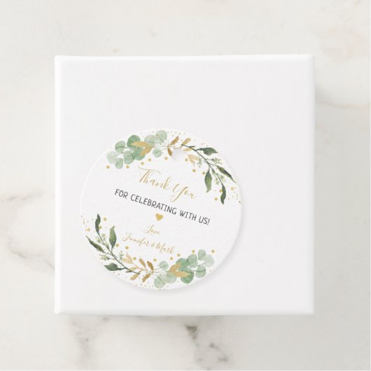 Groen Goud Eucalyptus Baby Shower Bedankjes Labels (In situ)