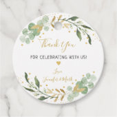 Groen Goud Eucalyptus Baby Shower Bedankjes Labels (Voorkant)