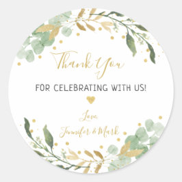Groen Goud Eucalyptus Baby Shower Dank Je Ronde Sticker