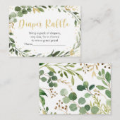 Groen Goud Eucalyptus Baby shower Luier Raffle Informatiekaartje (Voorkant / Achterkant)