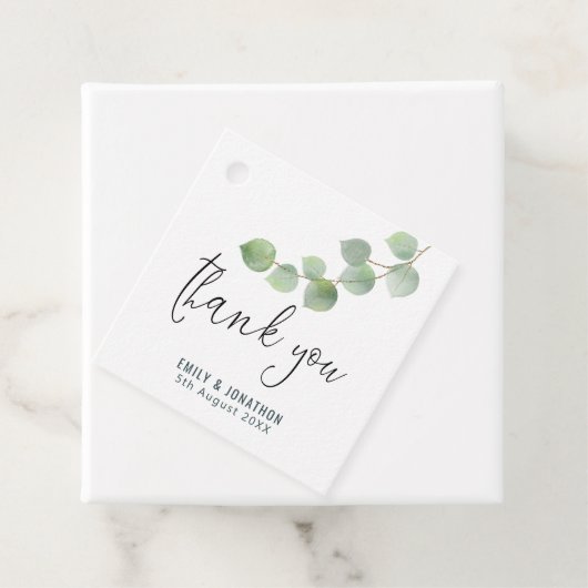 Groen Goud Eucalyptus Blad Dank u bruiloft Bedankjes Labels (In situ)