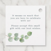 Groen Goud Eucalyptus Blad Dank u bruiloft Bedankjes Labels (Achterkant)
